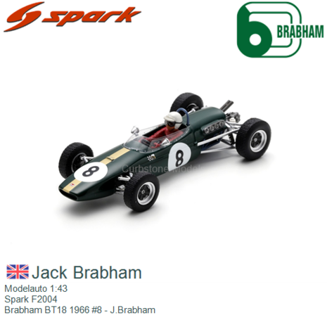 Modelauto 1:43 | Spark F2004 | Brabham BT18 1966 #8 - J.Brabham