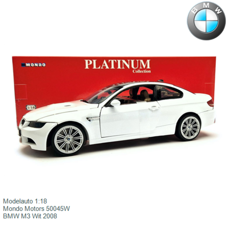 Modelauto 1:18 | Mondo Motors 50045W | BMW M3 Wit 2008