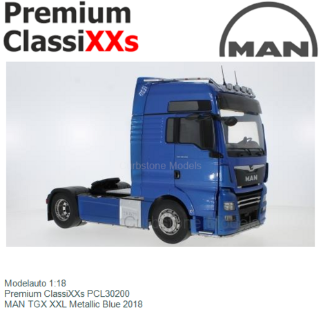 Modelauto 1:18 | Premium ClassiXXs PCL30200 | MAN TGX XXL Metallic Blue 2018