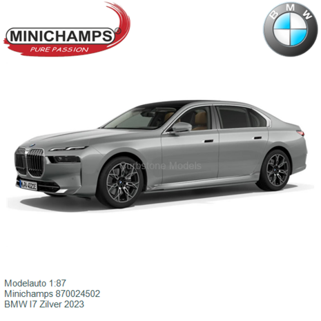 Modelauto 1:87 | Minichamps 870024502 | BMW I7 Zilver 2023