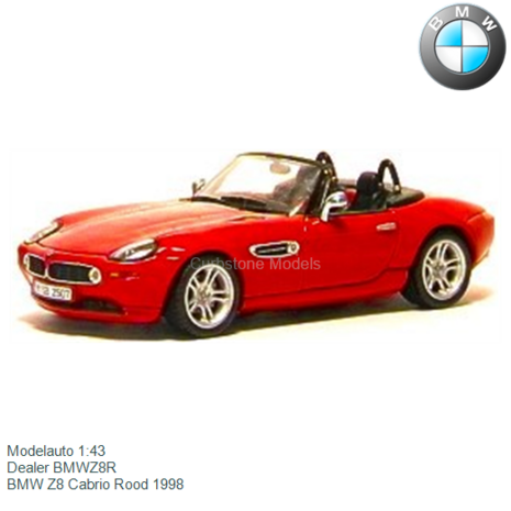 Modelauto 1:43 | Dealer BMWZ8R | BMW Z8 Cabrio Rood 1998