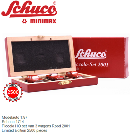 Modelauto 1:87 | Schuco 1714 | Piccolo HO set van 3 wagens Rood 2001