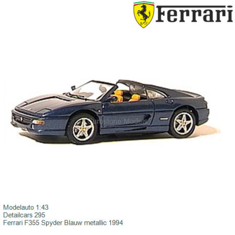 Modelauto 1:43 | Detailcars 295 | Ferrari F355 Spyder Blauw metallic 1994