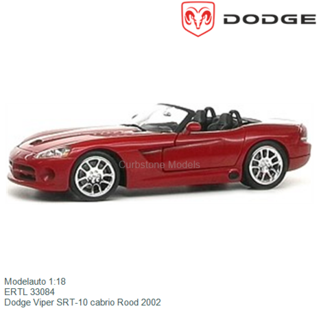 Modelauto 1:18 | ERTL 33084 | Dodge Viper SRT-10 cabrio Rood 2002