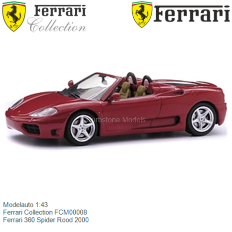 Modelauto 1:43 | Ferrari Collection FCM00008 | Ferrari 360 Spider Rood 2000