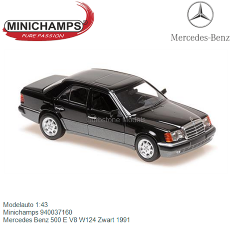 Modelauto 1:43 | Minichamps 940037160 | Mercedes Benz 500 E V8 W124 Zwart 1991