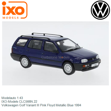 Modelauto 1:43 | IXO-Models CLC566N.22 | Volkswagen Golf Variant III Pink Floyd Metallic Blue 1994