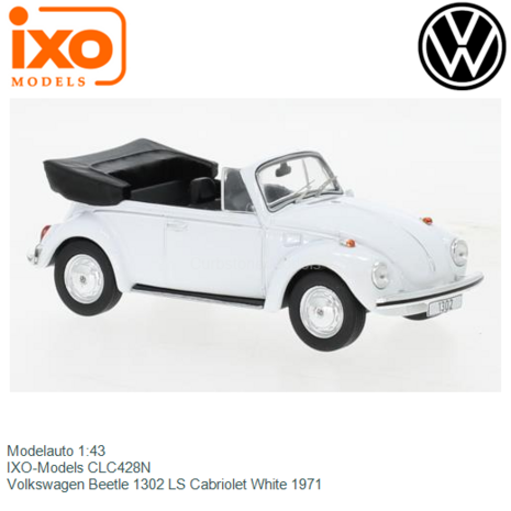 Modelauto 1:43 | IXO-Models CLC428N | Volkswagen Beetle 1302 LS Cabriolet White 1971