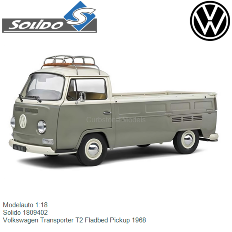 Modelauto 1:18 | Solido 1809402 | Volkswagen Transporter T2 Fladbed Pickup 1968