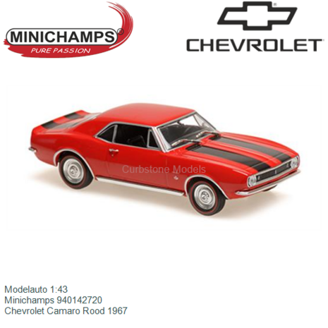 Modelauto 1:43 | Minichamps 940142720 | Chevrolet Camaro Rood 1967