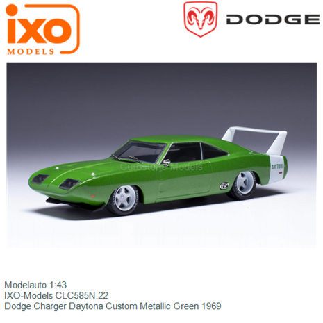 Modelauto 1:43 | IXO-Models CLC585N.22 | Dodge Charger Daytona Custom Metallic Green 1969