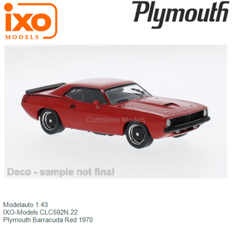 Modelauto 1:43 | IXO-Models CLC592N.22 | Plymouth Barracuda Red 1970