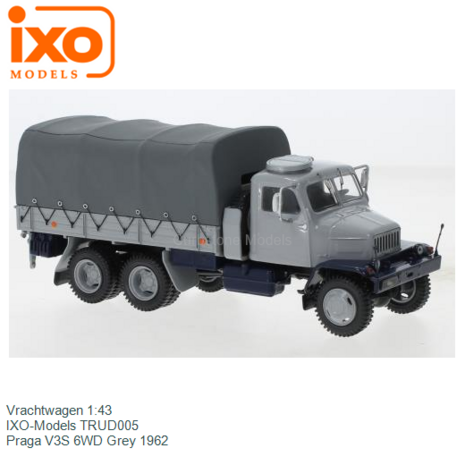 Vrachtwagen 1:43 | IXO-Models TRUD005 | Praga V3S 6WD Grey 1962