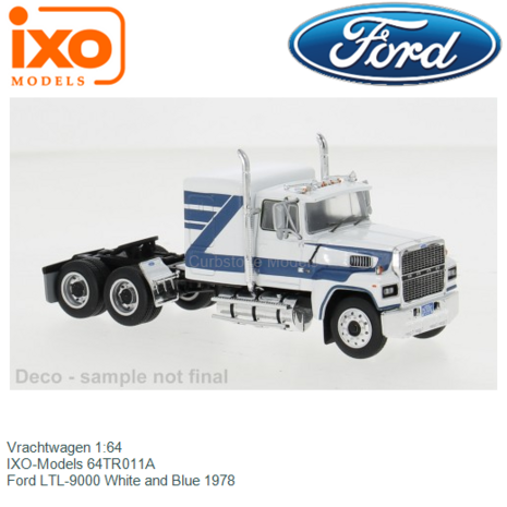 Vrachtwagen 1:64 | IXO-Models 64TR011A | Ford LTL-9000 White and Blue 1978