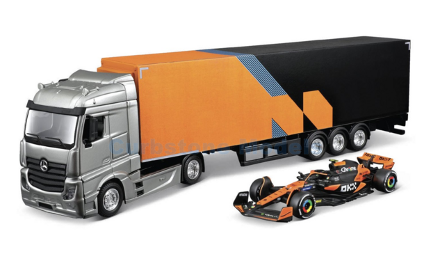 Vrachtwagen 1:43 | Bburago 18-38401 | Mercedes Benz Actros CAB | McLaren Formula One Team 2023 - L.Norris