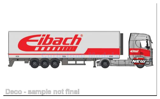 Vrachtwagen 1:43 | Bburago 18-31468GREY | Scania S730 Highline with trailer Red Eibach