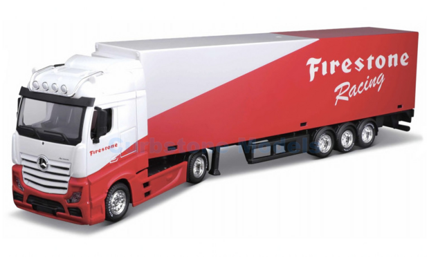 Vrachtwagen 1:43 | Bburago 18-31460R | Mercedes Benz Actros Gigaspace | FireStone Racing 2020