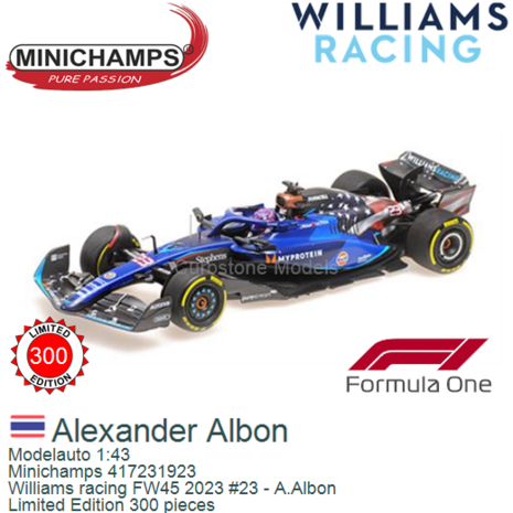 Modelauto 1:43 | Minichamps 417231923 | Williams racing FW45 2023 #23 - A.Albon