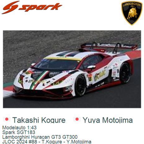 Modelauto 1:43 | Spark SGT183 | Lamborghini Huracan GT3 GT300 | JLOC 2024 #88 - T.Kogure - Y.Motojima