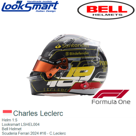 Helm 1:5 | Looksmart LSHEL004 | Bell Helmet | Scuderia Ferrari 2024 #16 - C.Leclerc