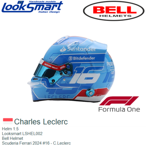 Helm 1:5 | Looksmart LSHEL002 | Bell Helmet | Scuderia Ferrari 2024 #16 - C.Leclerc