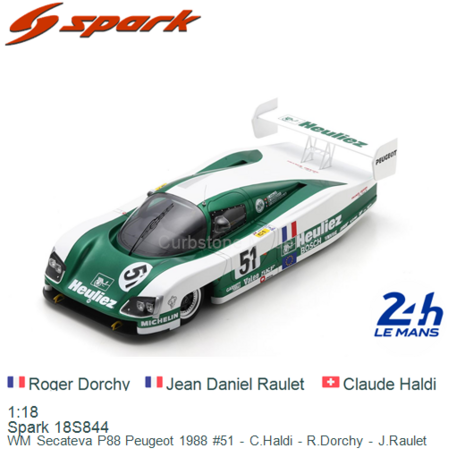 1:18 | Spark 18S844 | WM Secateva P88 Peugeot 1988 #51 - C.Haldi - R.Dorchy - J.Raulet