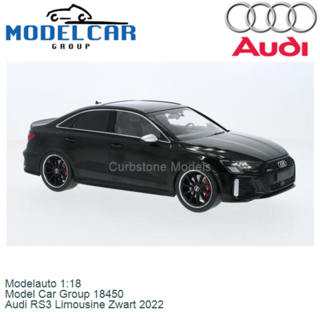 Modelauto 1:18 | Model Car Group 18450 | Audi RS3 Limousine Zwart 2022