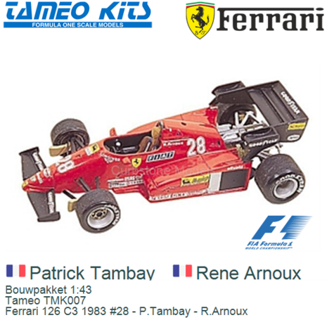 Bouwpakket 1:43 | Tameo TMK007 | Ferrari 126 C3 1983 #28 - P.Tambay - R.Arnoux