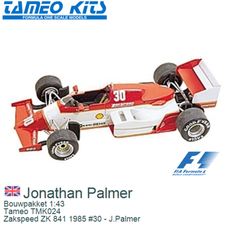 Bouwpakket 1:43 | Tameo TMK024 | Zakspeed ZK 841 1985 #30 - J.Palmer