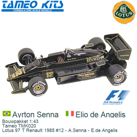 Bouwpakket 1:43 | Tameo TMK020 | Lotus 97 T Renault 1985 #12 - A.Senna - E.de Angelis