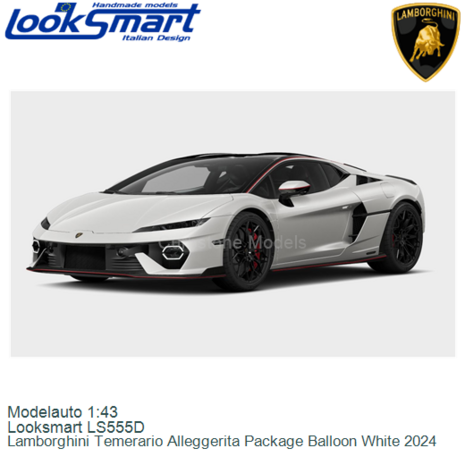 Modelauto 1:43 | Looksmart LS555D | Lamborghini Temerario Alleggerita Package Balloon White 2024