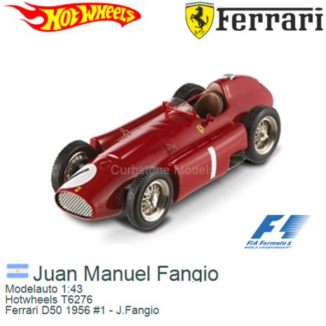 Modelauto 1:43 | Hotwheels T6276 | Ferrari D50 1956 #1 - J.Fangio