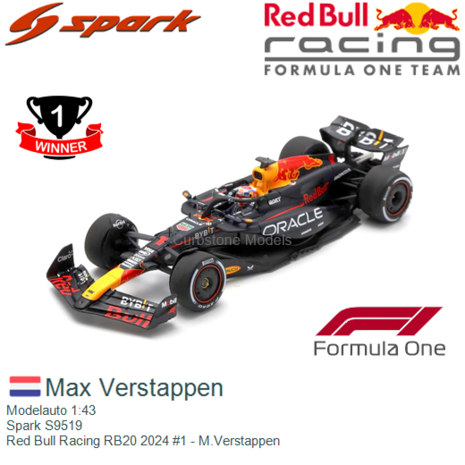 Modelauto 1:43 | Spark S9519 | Red Bull Racing RB20 2024 #1 - M.Verstappen