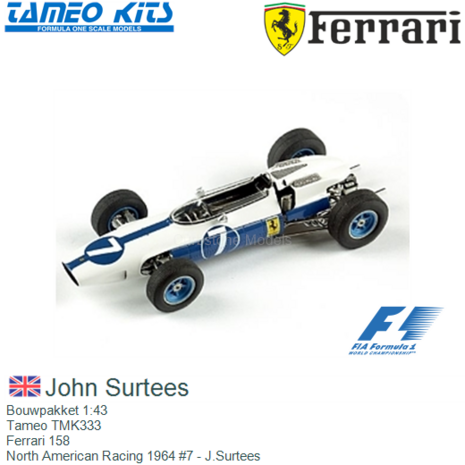 Bouwpakket 1:43 | Tameo TMK333 | Ferrari 158 | North American Racing 1964 #7 - J.Surtees