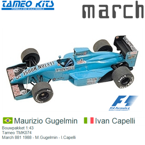 Bouwpakket 1:43 | Tameo TMK074 | March 881 1988 - M.Gugelmin - I.Capelli