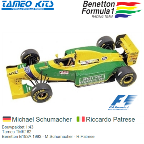 Bouwpakket 1:43 | Tameo TMK162 | Benetton B193A 1993 - M.Schumacher - R.Patrese