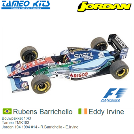 Bouwpakket 1:43 | Tameo TMK183 | Jordan 194 1994 #14 - R.Barrichello - E.Irvine