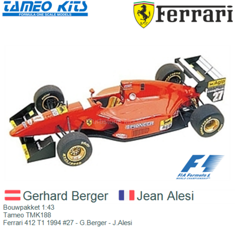 Bouwpakket 1:43 | Tameo TMK188 | Ferrari 412 T1 1994 #27 - G.Berger - J.Alesi