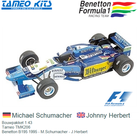 Bouwpakket 1:43 | Tameo TMK206 | Benetton B195 1995 - M.Schumacher - J.Herbert