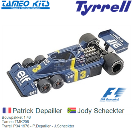 Bouwpakket 1:43 | Tameo TMK208 | Tyrrell P34 1976 - P.Depailler - J.Scheckter