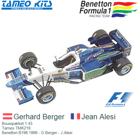 Bouwpakket 1:43 | Tameo TMK216 | Benetton B196 1996 - G.Berger - J.Alesi