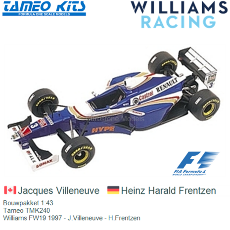 Bouwpakket 1:43 | Tameo TMK240 | Williams FW19 1997 - J.Villeneuve - H.Frentzen