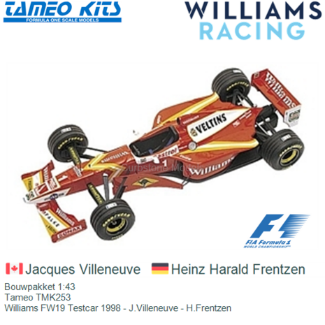 Bouwpakket 1:43 | Tameo TMK253 | Williams FW19 Testcar 1998 - J.Villeneuve - H.Frentzen