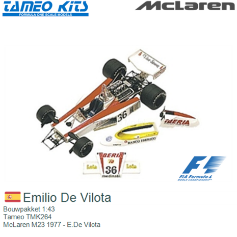 Bouwpakket 1:43 | Tameo TMK264 | McLaren M23 1977 - E.De Vilota