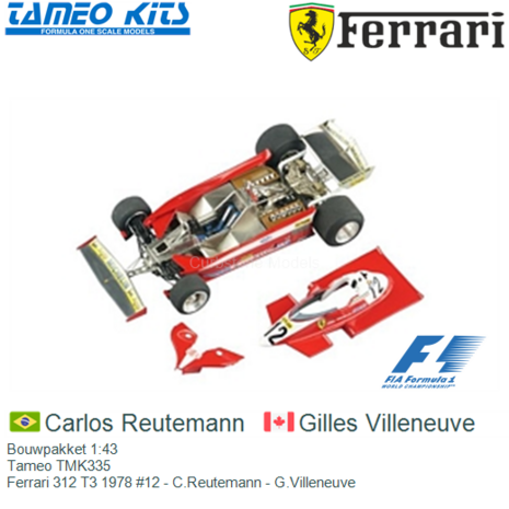 Bouwpakket 1:43 | Tameo TMK335 | Ferrari 312 T3 1978 #12 - C.Reutemann - G.Villeneuve