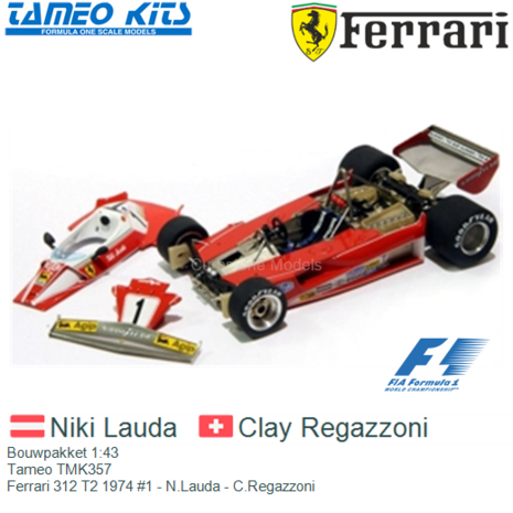 Bouwpakket 1:43 | Tameo TMK357 | Ferrari 312 T2 1974 #1 - N.Lauda - C.Regazzoni