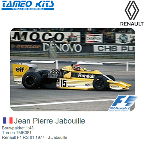 Bouwpakket 1:43 | Tameo TMK381 | Renault F1 RS 01 1977 - J.Jabouille