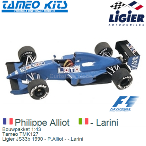 Bouwpakket 1:43 | Tameo TMK127 | Ligier JS33b 1990 - P.Alliot - -.Larini