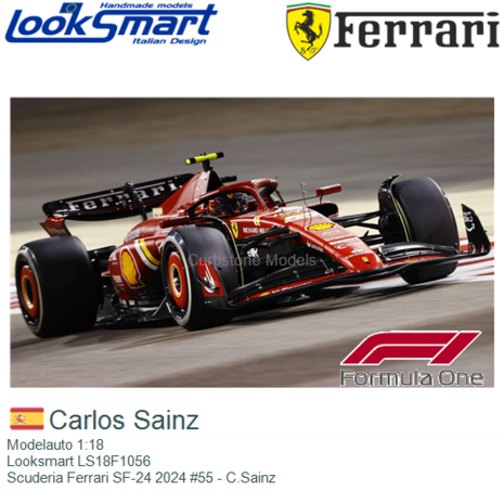 Modelauto 1:18 | Looksmart LS18F1056 | Scuderia Ferrari SF-24 2024 #55 - C.Sainz