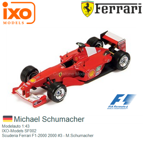 Modelauto 1:43 | IXO-Models SF002 | Scuderia Ferrari F1-2000 2000 #3 - M.Schumacher